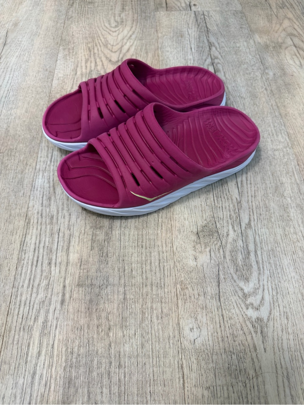 Hoka One One Women's Magenta Slide Sandals with White Sole